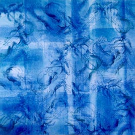 Cellist Blue 1998 - Mixed media & painting on canvas