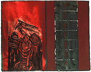 Red Harpyia - Constructed Paper & Etching with mixed Media